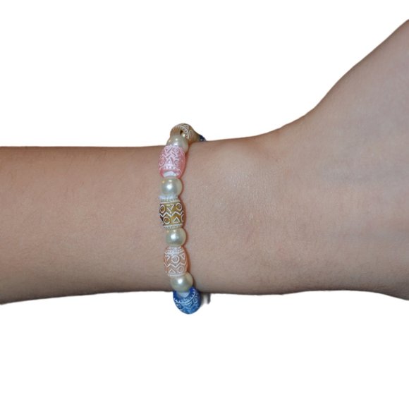 Handmade Barrel beads Elastic Bracelet - Picture 3 of 6